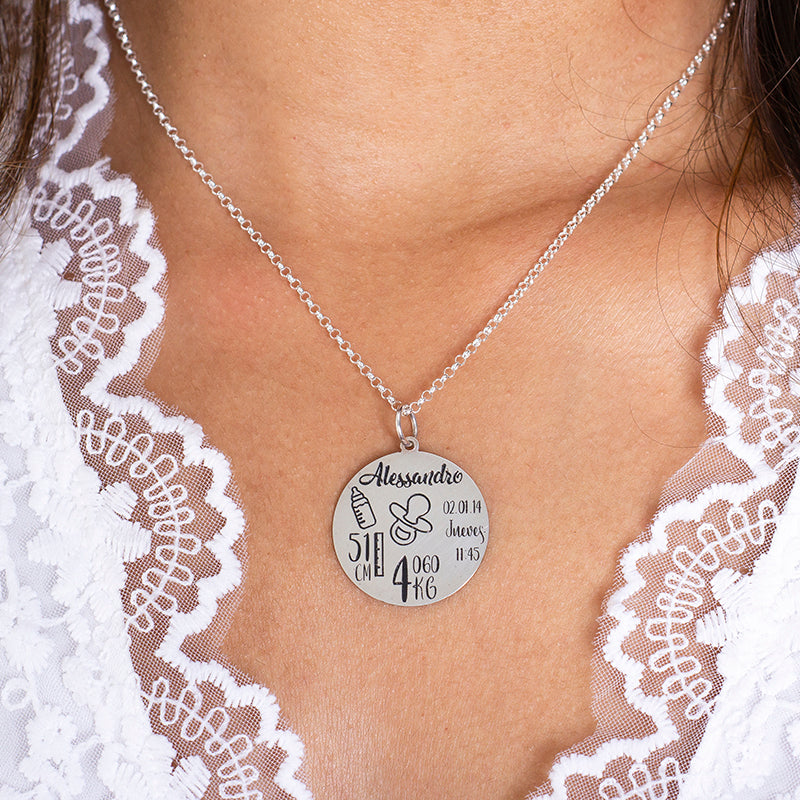Collier Personnalisable Date de Naissance en Argent 925