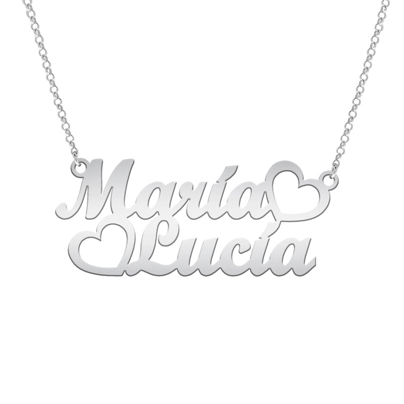Collier personnalisable deux prénoms en argent