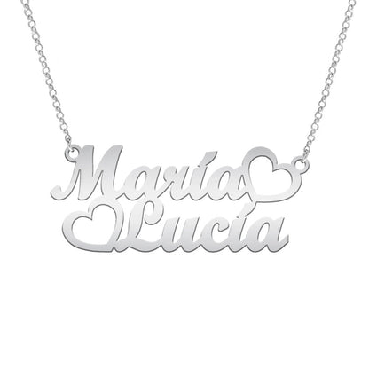 Collier personnalisable deux prénoms en argent