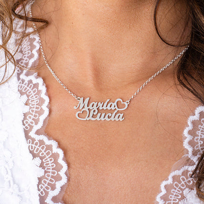 Collier personnalisable deux prénoms en argent