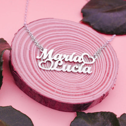 Collier personnalisable deux prénoms en argent