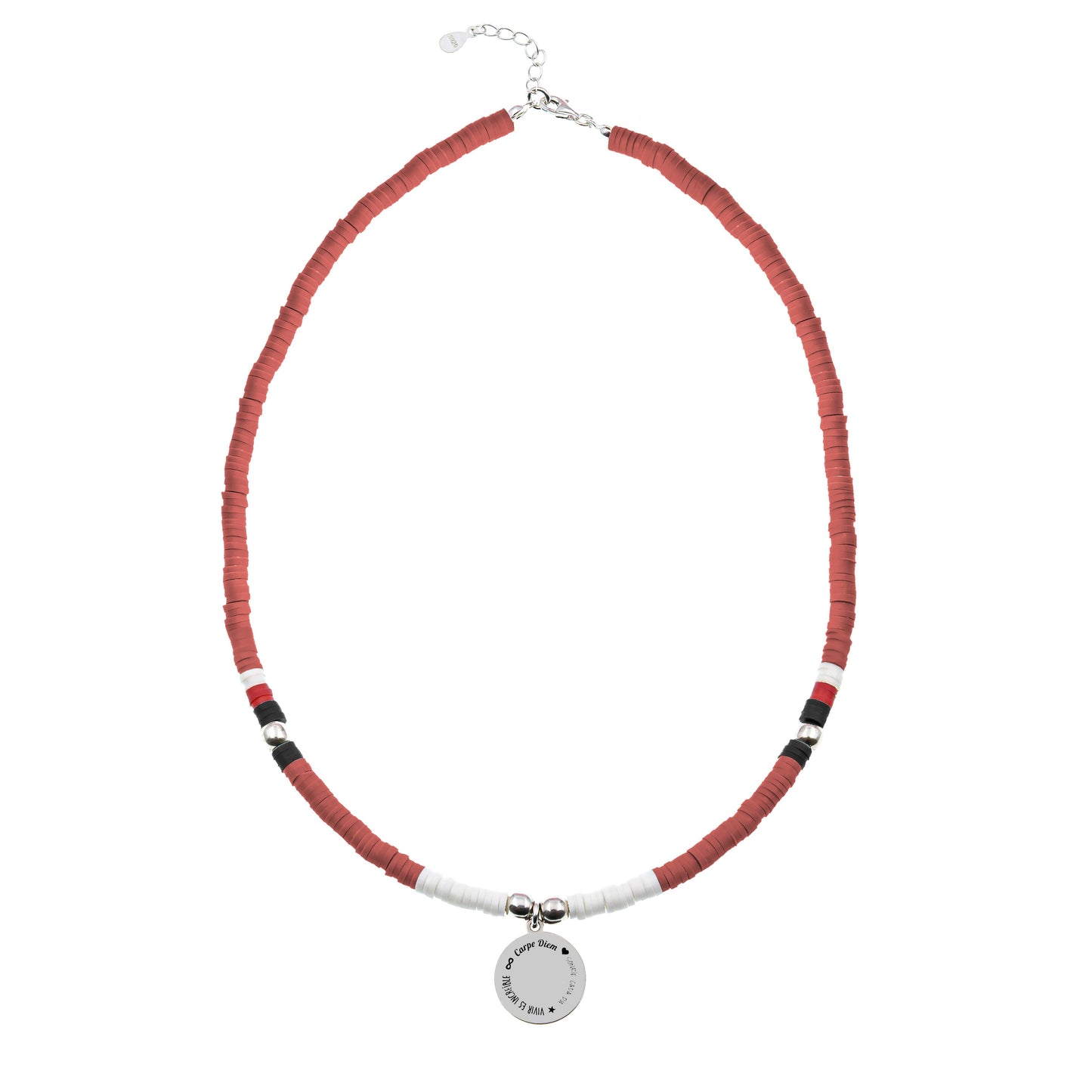 Collier personnalisable perles blanches corail et médaille argent 925