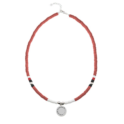 Collier personnalisable perles blanches corail et médaille argent 925