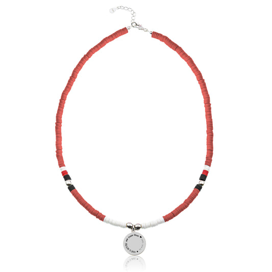 Collier personnalisable perles blanches corail et médaille argent 925