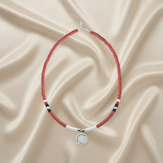 Collier personnalisable perles blanches corail et médaille argent 925