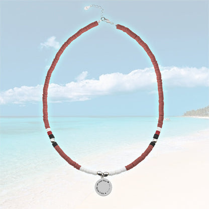 Collier personnalisable perles blanches corail et médaille argent 925