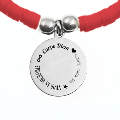 Collier personnalisable perles blanches corail et médaille argent 925