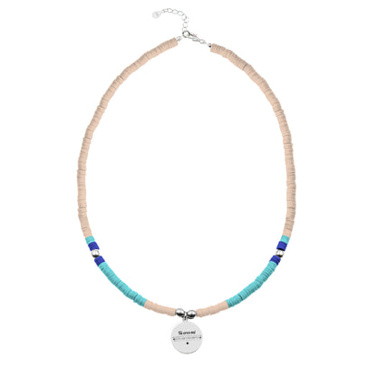 Collier personnalisable perles saumon et aigue-marine argent