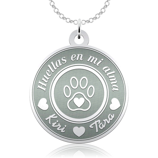 Collier personnalisé argent 925 : empreinte de patte et prénom(s)