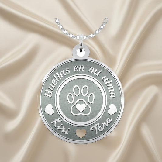 Collier personnalisé argent 925 : empreinte de patte et prénom(s)