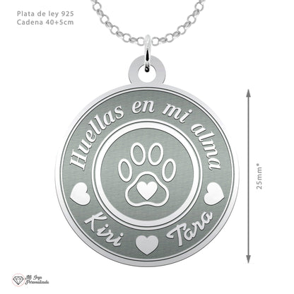 Collier personnalisé argent 925 : empreinte de patte et prénom(s)