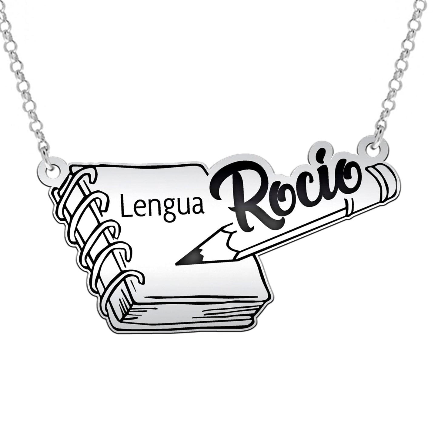 Collier Personnalisé Argent pour Maîtresse Nom et Matière