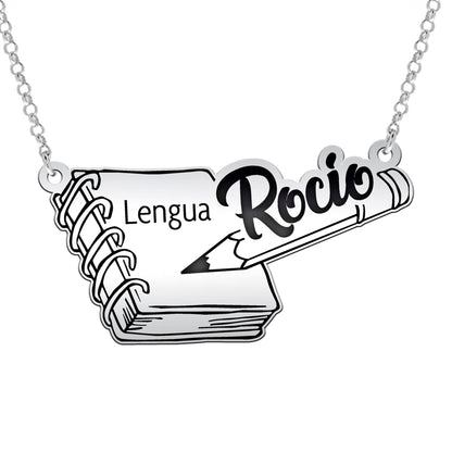 Collier Personnalisé Argent pour Maîtresse Nom et Matière