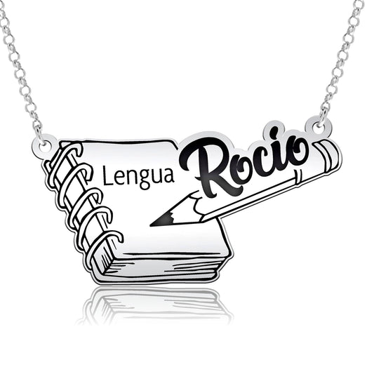 Collier Personnalisé Argent pour Maîtresse Nom et Matière