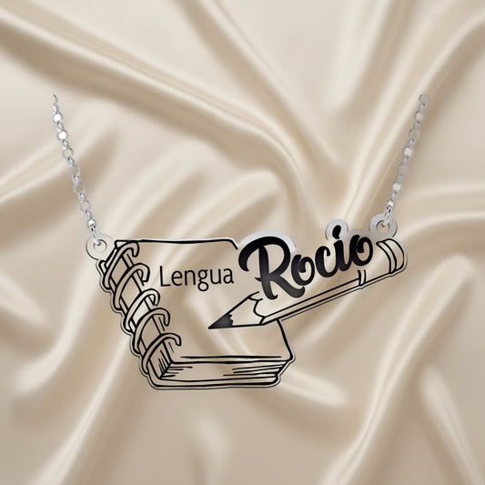 Collier Personnalisé Argent pour Maîtresse Nom et Matière