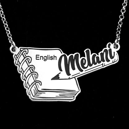 Collier Personnalisé Argent pour Maîtresse Nom et Matière