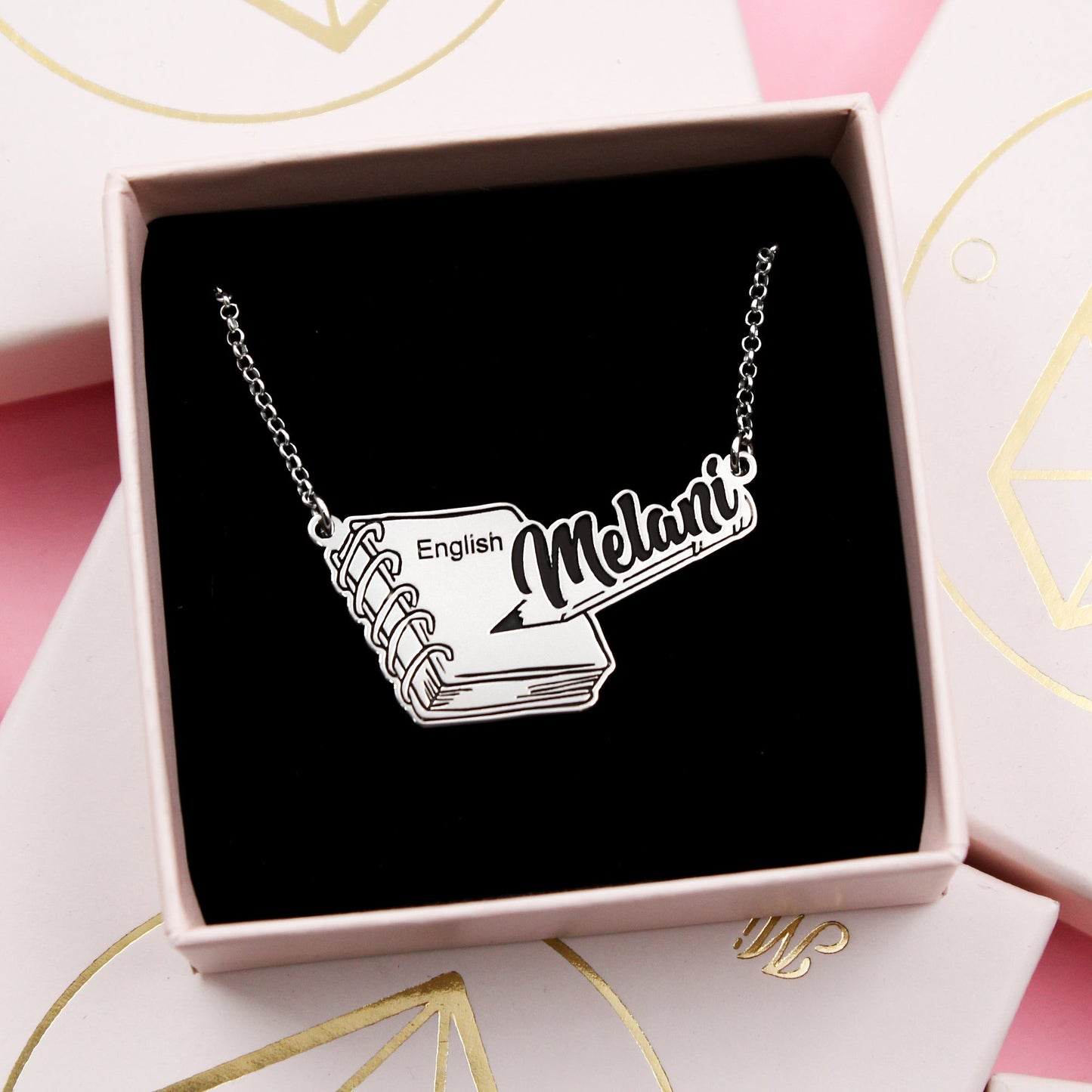 Collier Personnalisé Argent pour Maîtresse Nom et Matière