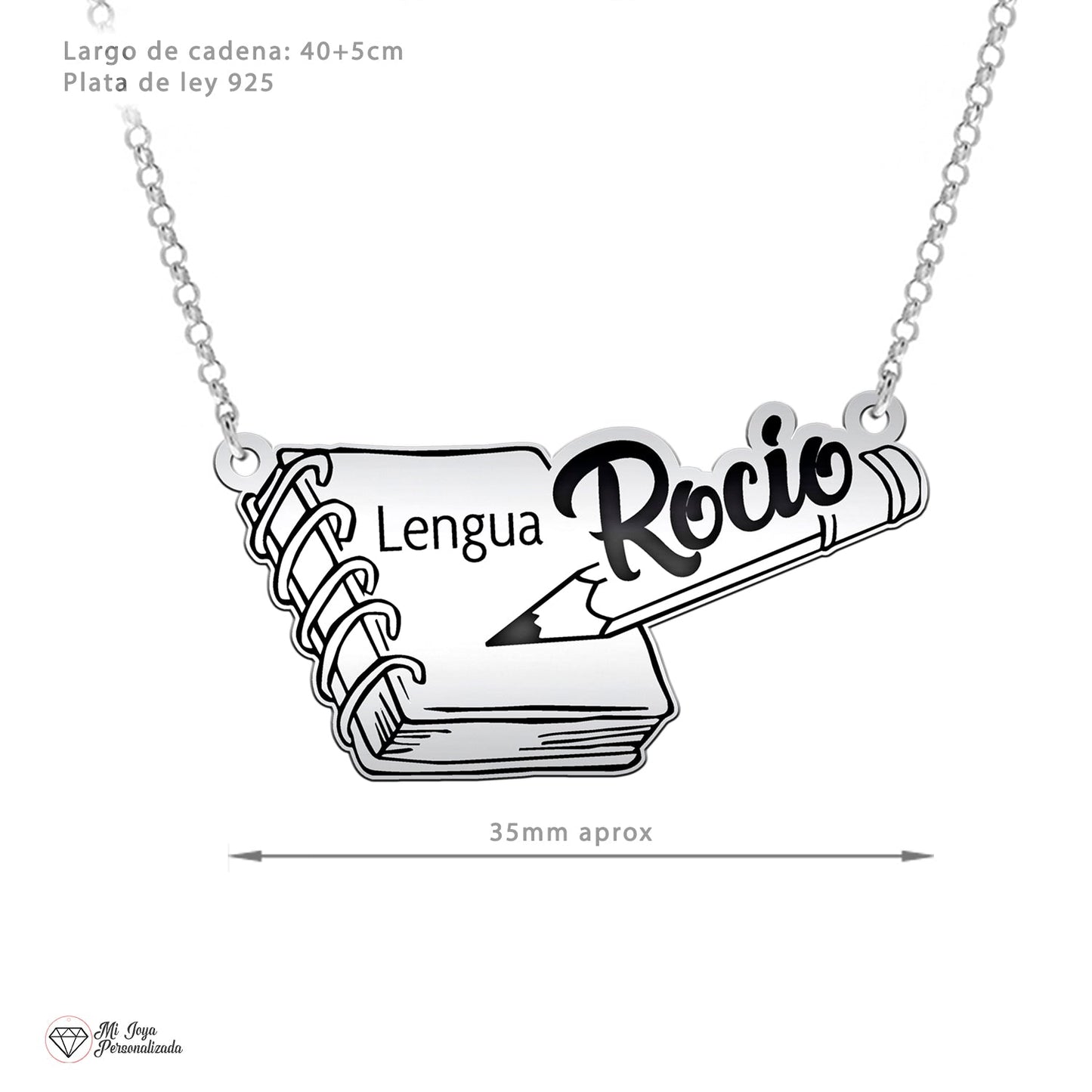 Collier Personnalisé Argent pour Maîtresse Nom et Matière