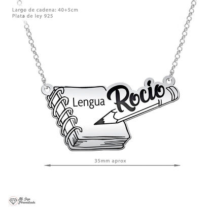 Collier Personnalisé Argent pour Maîtresse Nom et Matière
