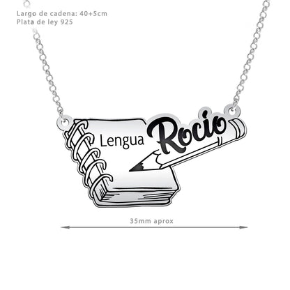 Collier Maîtresse, nom et matière gravés, argent 925