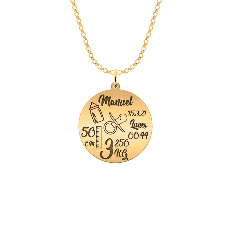 Collier Personnalisé Date de Naissance Plaqué Or