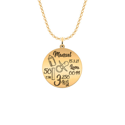 Collier Personnalisé Date de Naissance Plaqué Or
