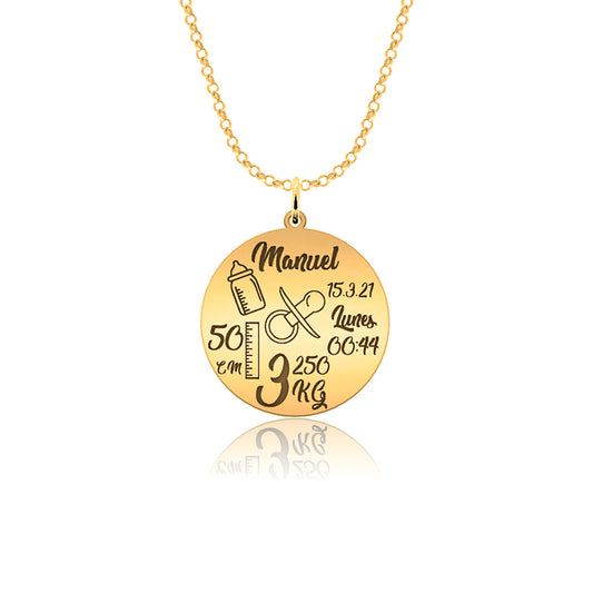 Collier Personnalisé Date de Naissance Plaqué Or