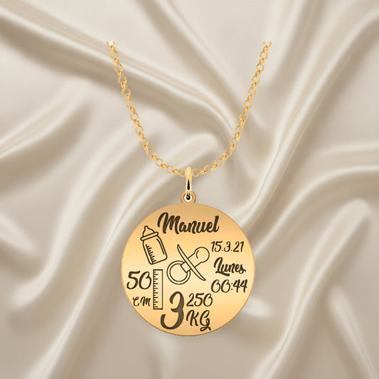 Collier Personnalisé Date de Naissance Plaqué Or