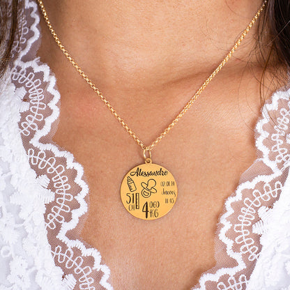 Collier Personnalisé Date de Naissance Plaqué Or