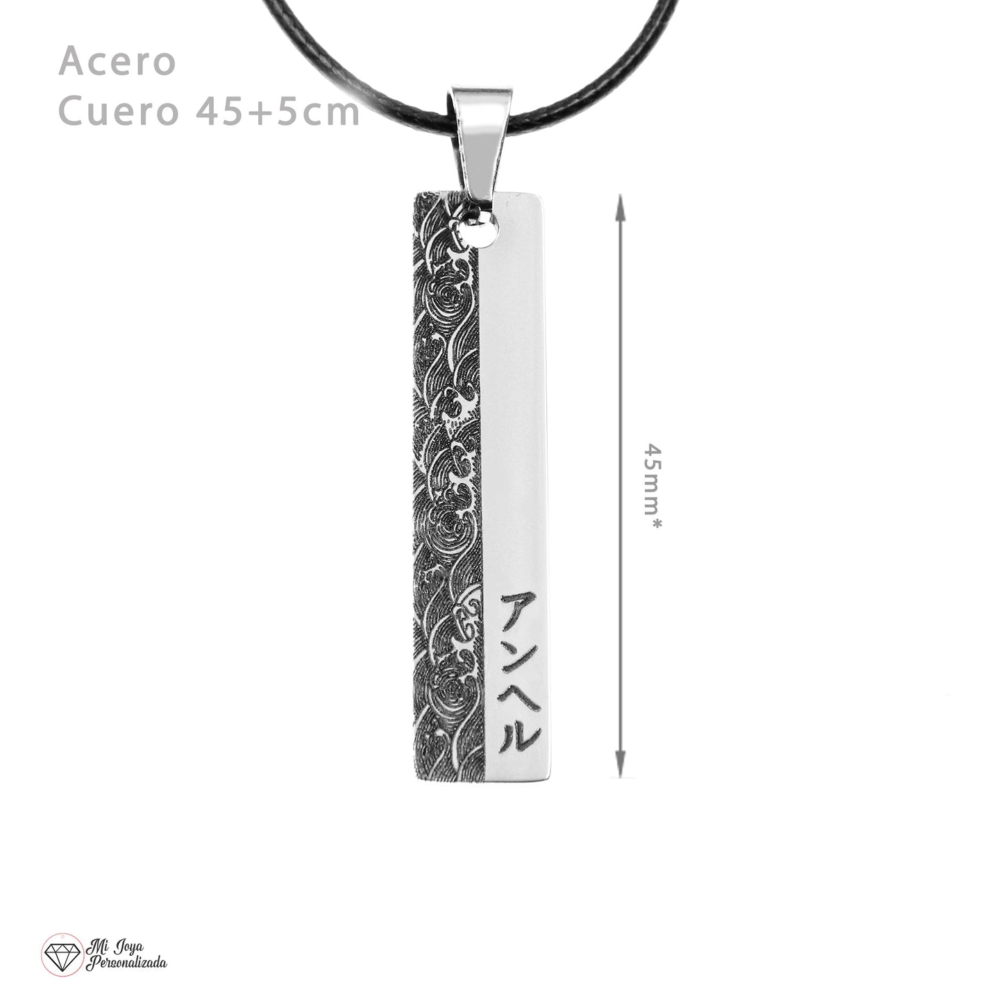 Collier Personnalisé en Acier : Prénom Japonais, Gravure Orientale