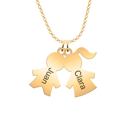 Collier personnalisé plaqué or pendentifs enfants avec prénoms