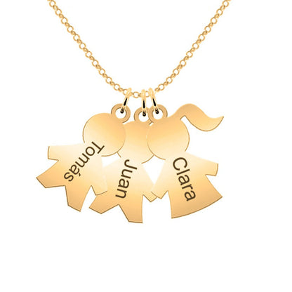 Collier personnalisé plaqué or pendentifs enfants avec prénoms