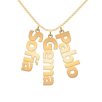 Collier Personnalisé Prénoms Verticaux Plaqué Or