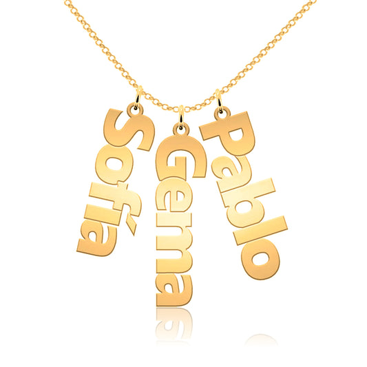 Collier Personnalisé Prénoms Verticaux Plaqué Or