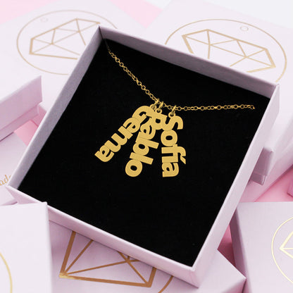 Collier Personnalisé Prénoms Verticaux Plaqué Or