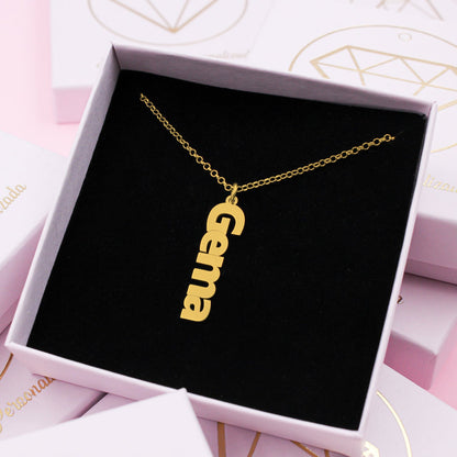 Collier Personnalisé Prénoms Verticaux Plaqué Or
