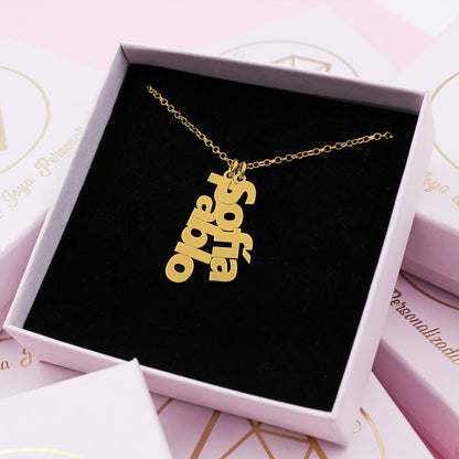 Collier Personnalisé Prénoms Verticaux Plaqué Or