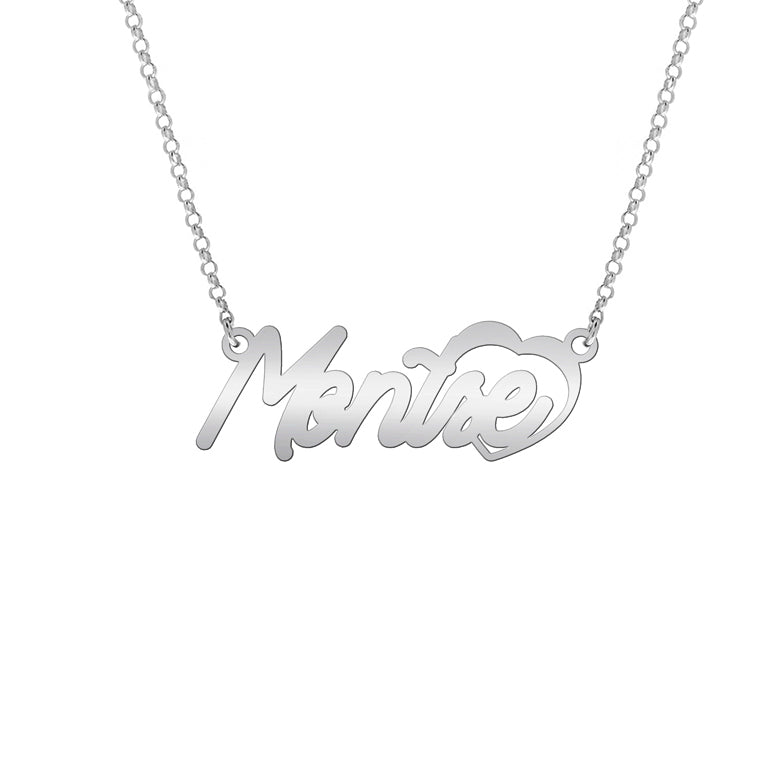Collier prénom en argent avec cœur ajouré