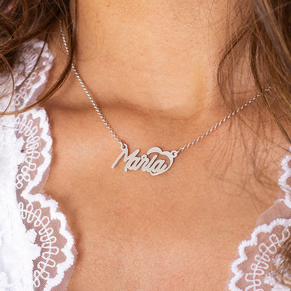 Collier prénom en argent avec cœur ajouré