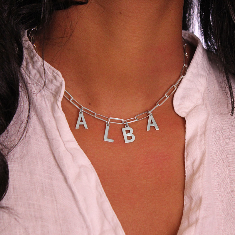 Collier prénom en argent personnalisable jusqu'à 6 lettres