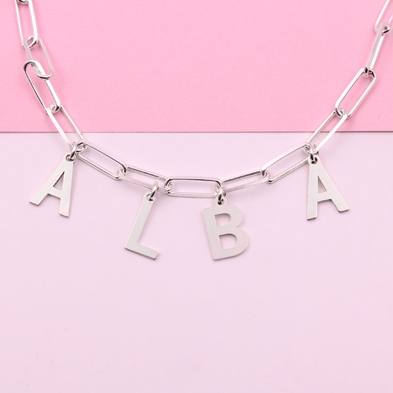 Collier prénom en argent personnalisable jusqu'à 6 lettres