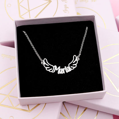 Collier prénom et ailes en argent 925