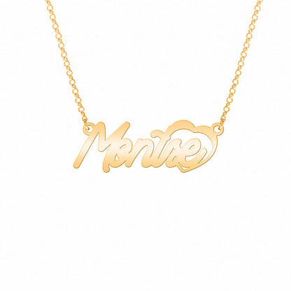 Collier prénom et cœur ajouré en argent plaqué or
