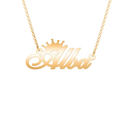 Collier prénom et couronne en argent plaqué or