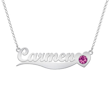 Collier prénom et pierre de naissance en argent