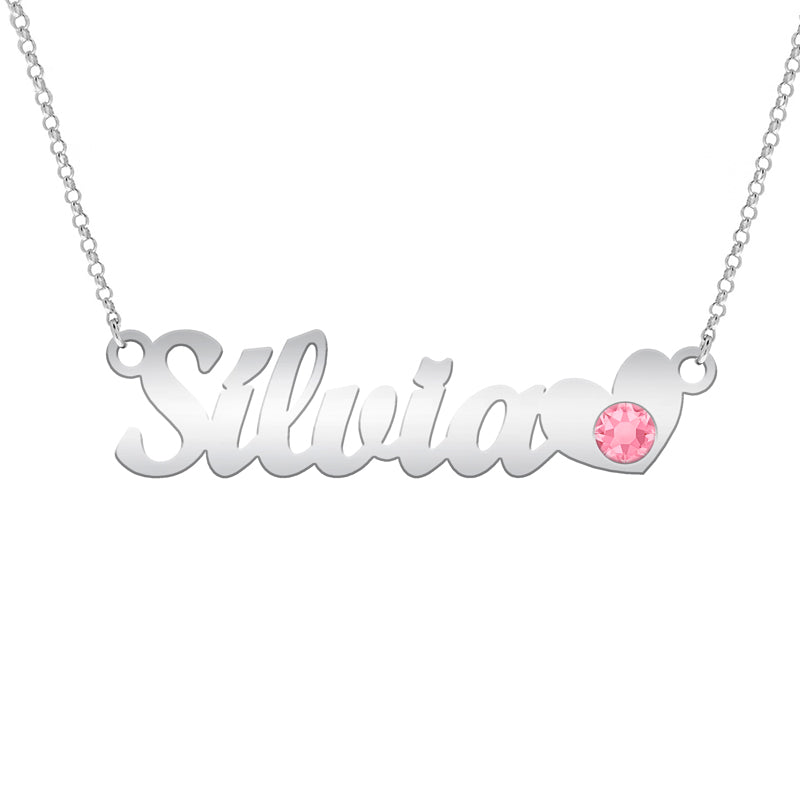 Collier prénom et pierre de naissance en argent 925