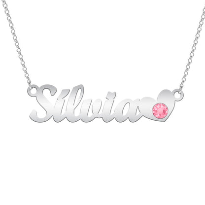 Collier prénom et pierre de naissance en argent 925