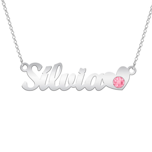 Collier prénom et pierre de naissance en argent 925
