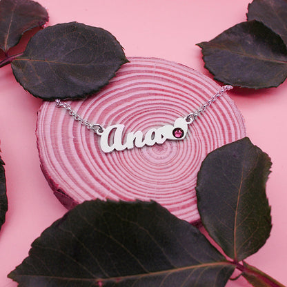 Collier prénom et pierre de naissance en argent 925