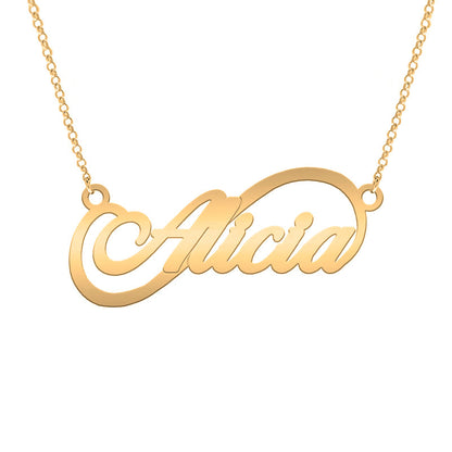Collier prénom infini en argent plaqué or